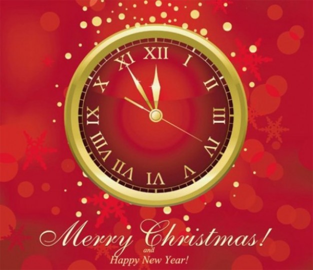New Year new Christmas year clock festive in gold and red about Holiday Chinese New Year